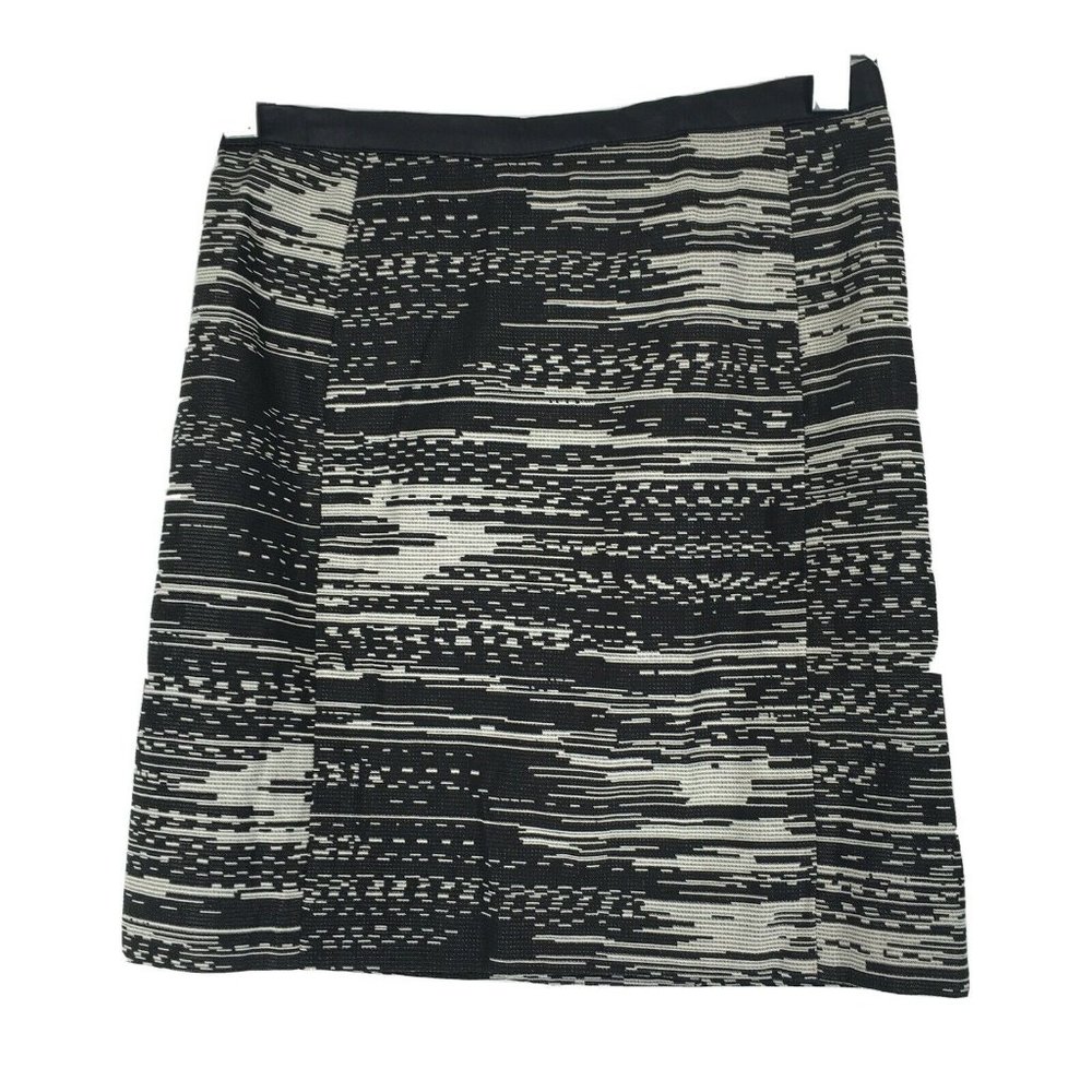 H&M 2 Skirt Mini Straight Black White Career Faux Leather Waist Exposed Zipper